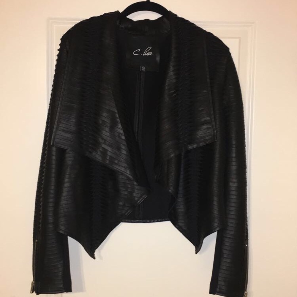 C. Luce- Textured Black Leather Jacket